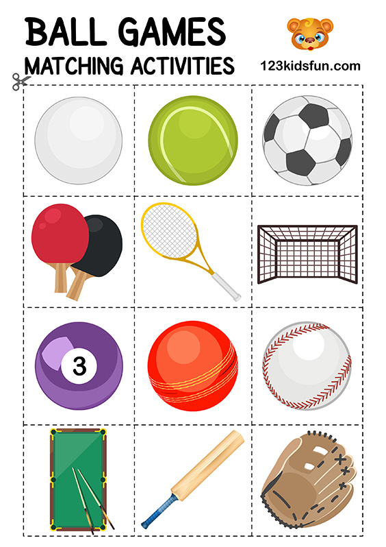 Ball Games. Matching Activities. Football 2018 World Cup. Free Worksheets and Activities.