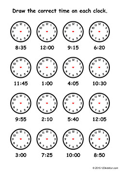 Telling Time Practice Worksheets
