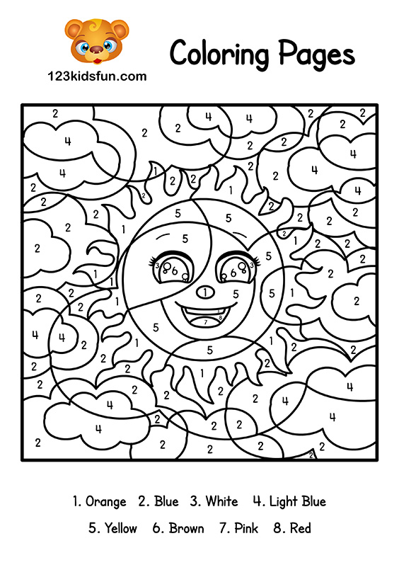 Color By Number Summer Coloring Pages for Kids Printable