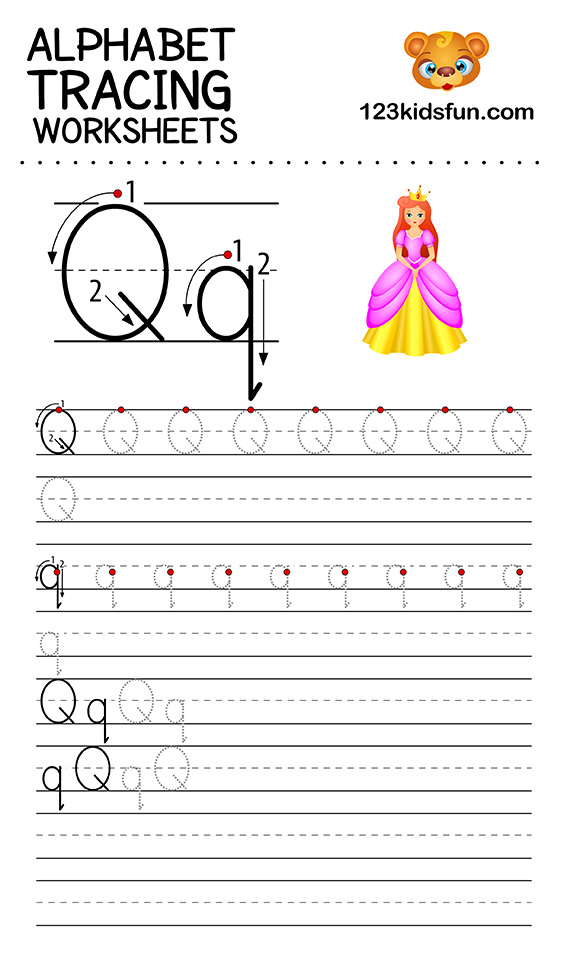 Alphabet Tracing Worksheets A Z Free Printable For Kids 123 Kids Fun 