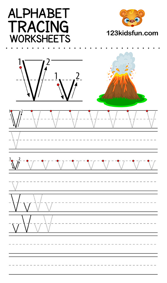 Alphabet Tracing Worksheets A Z Free Printable For Kids 123 Kids Fun 