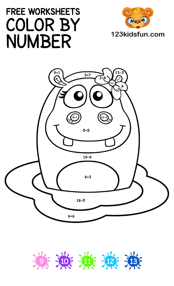 Free Color by Number Printable Coloring Pages for Kids | 123 Kids Fun Apps