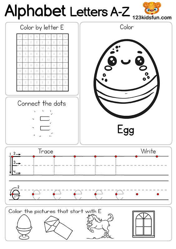 Free Alphabet Practice A-Z Letter Preschool Printable Worksheets to Learn for Kids