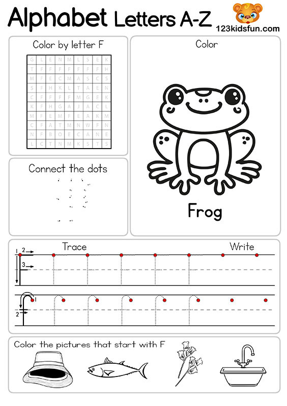 Free Alphabet Practice A-Z Letter Preschool Printable Worksheets to Learn for Kids