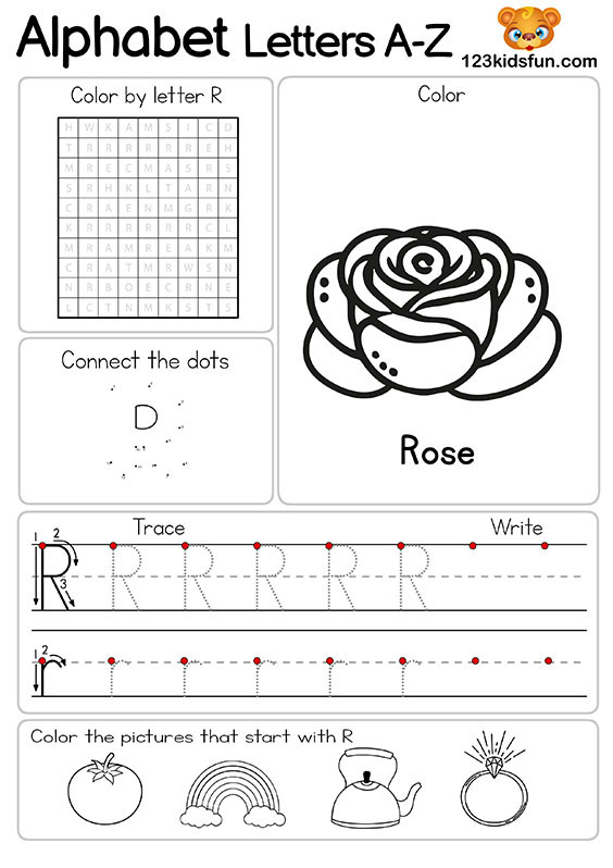 Free Alphabet Practice A-Z Letter Preschool Printable Worksheets to Learn for Kids