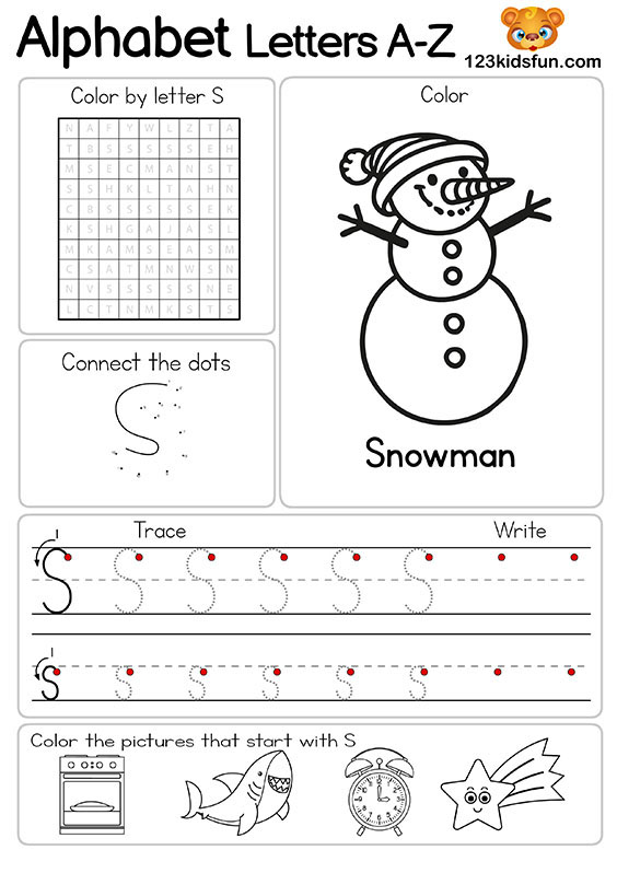Free Alphabet Practice A-Z Letter Preschool Printable Worksheets to Learn for Kids