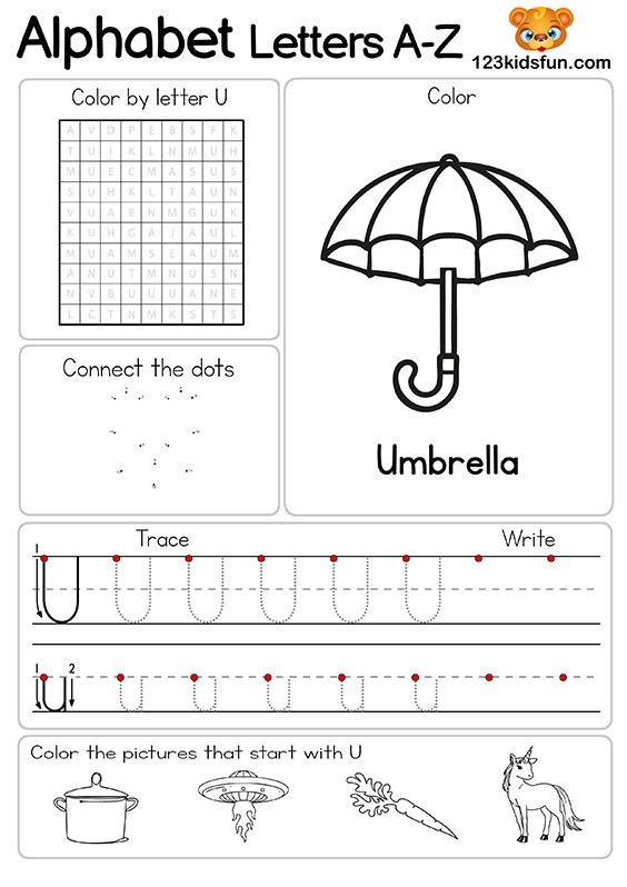 Free Alphabet Practice A-Z Letter Preschool Printable Worksheets to Learn for Kids