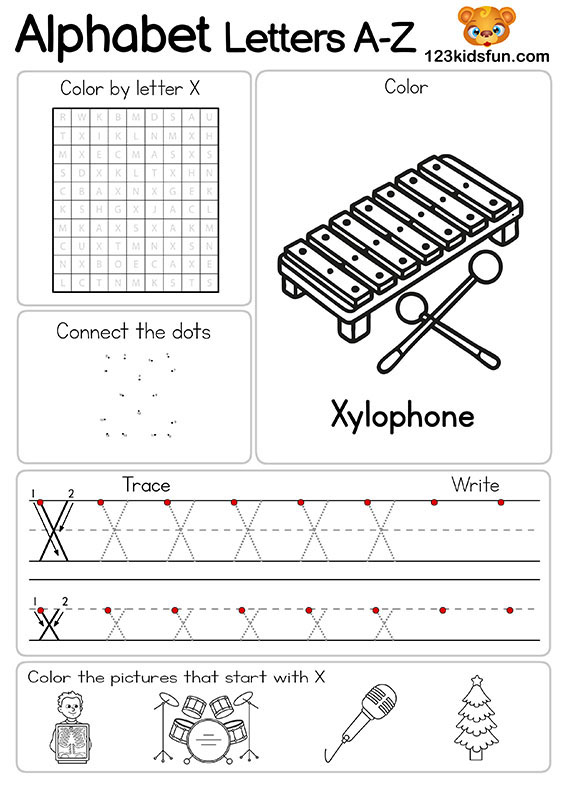 Free Alphabet Practice A-Z Letter Preschool Printable Worksheets to Learn for Kids