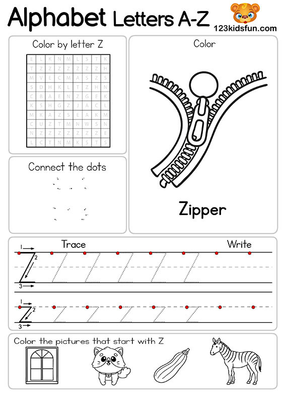 Free Alphabet Practice A-Z Letter Preschool Printable Worksheets to Learn for Kids