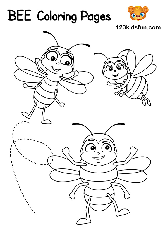 Free Bee Coloring Pages for Kids