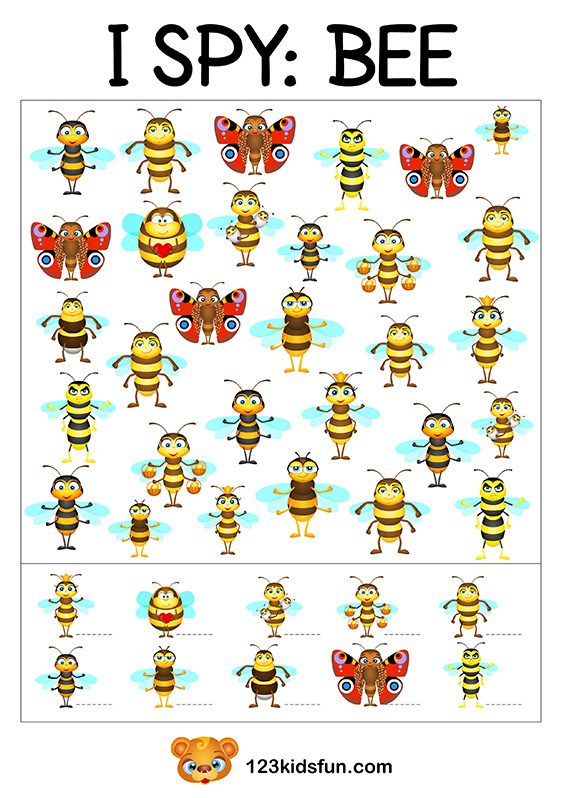 Bee Game - I Spy Printables for Kids