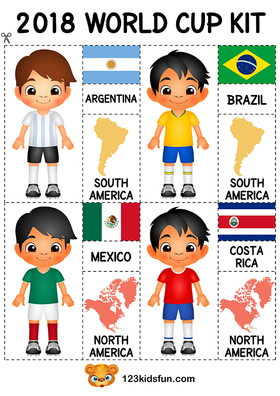 Football 2018 World Cup Kit. Free Worksheets and Activities for Kids.