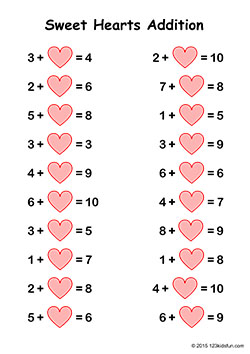 Valentine's Day Addition and Subtraction Worksheets