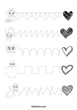 Valentine's Day Tracing Worksheets