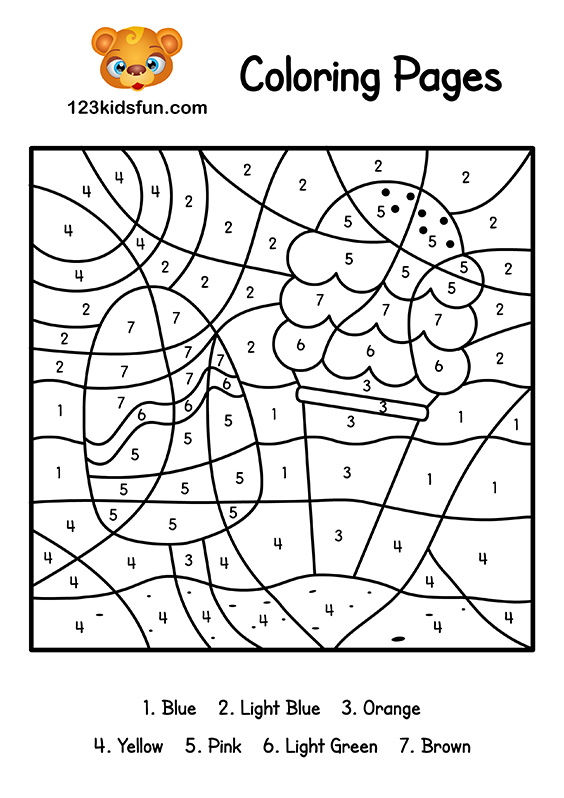 color by numbers free coloring pages