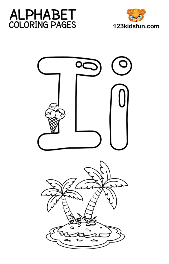 Alphabet Coloring Pages - I is for Island