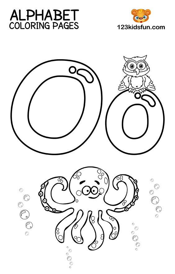 Alphabet Coloring Pages - O is for Octopus
