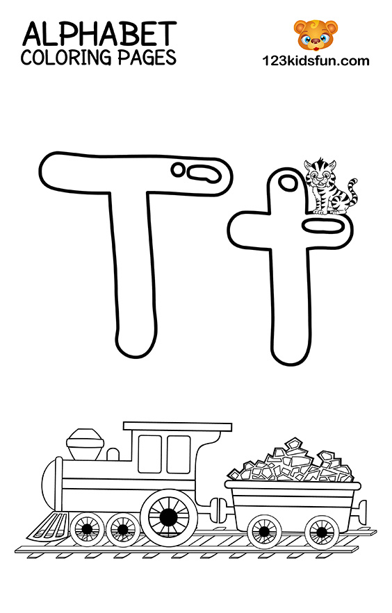 Alphabet Coloring Pages - T is for Train