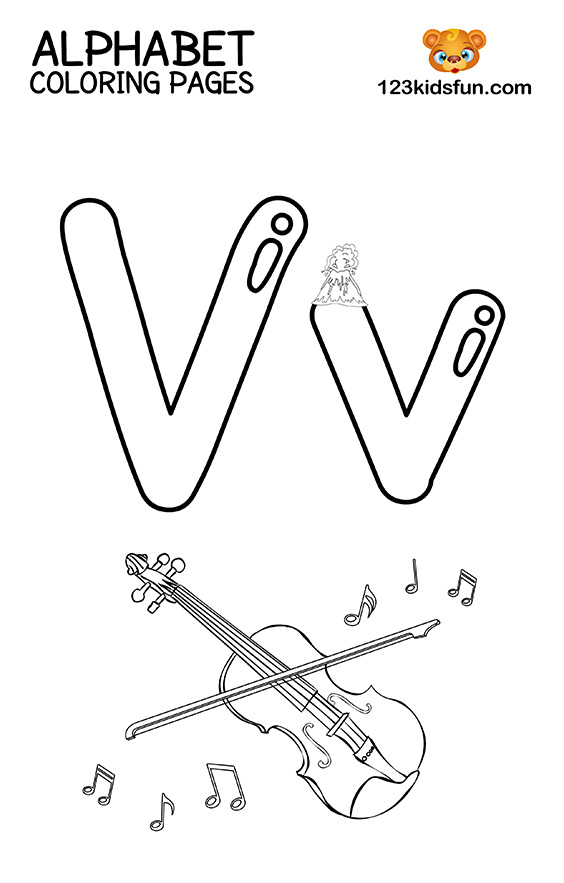 Alphabet Coloring Pages - V is for Violin