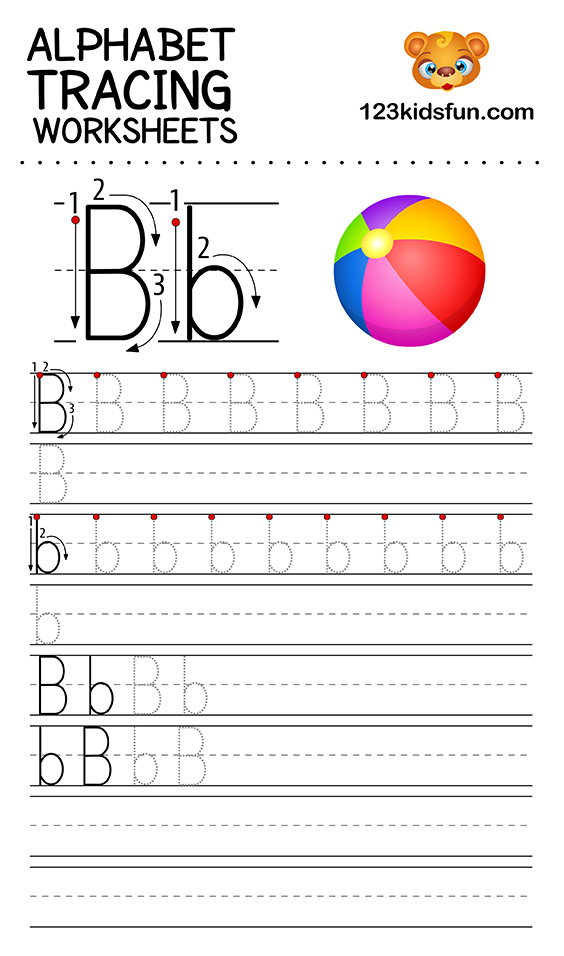 Alphabet Tracing Worksheets A-Z free Printable for Kids.