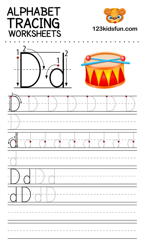 alphabet tracing d