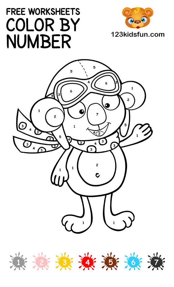 Free Color By Number Printable Coloring Pages For Kids 123 Kids Fun Apps
