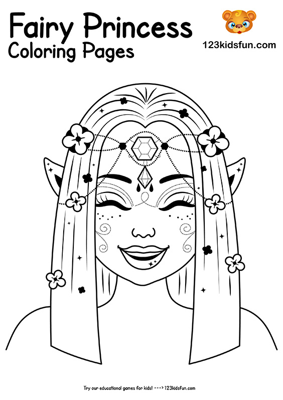 Free Printable Fairy Princess Coloring Pages For Girls 123 Kids Fun Apps