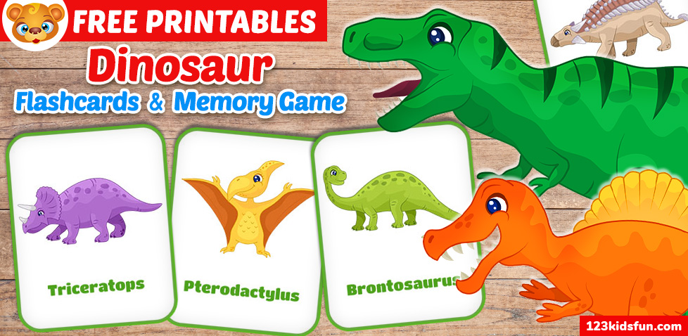 Free Printable Dinosaur Flashcards and Memory Game for Kids