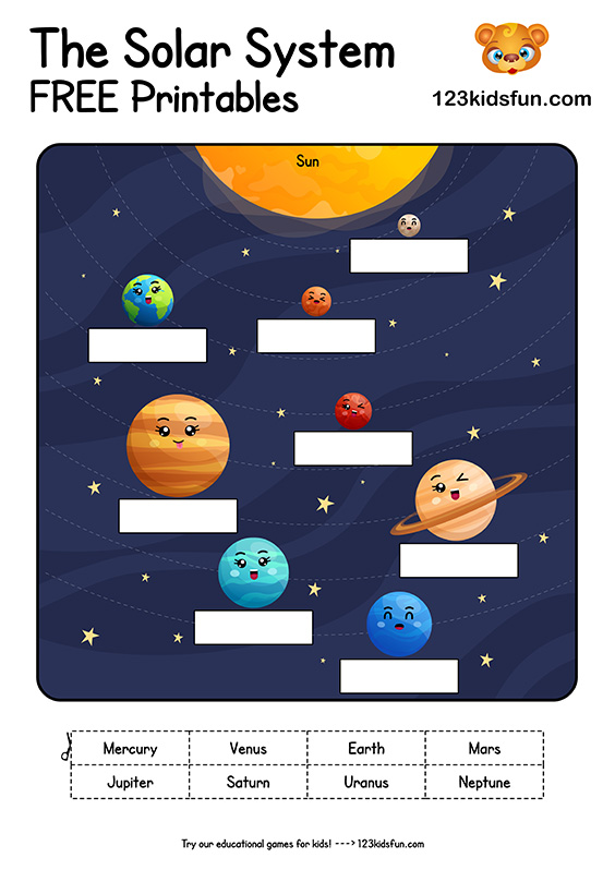 Solar System and Planets Worksheets for Kids