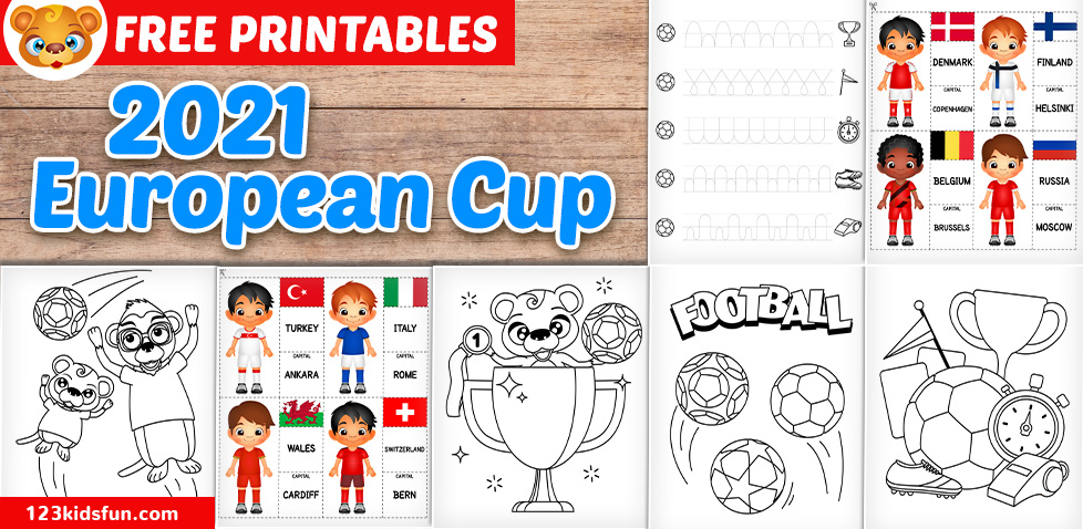 2021 European Cup - Football Coloring Pages and Worksheets for Kids