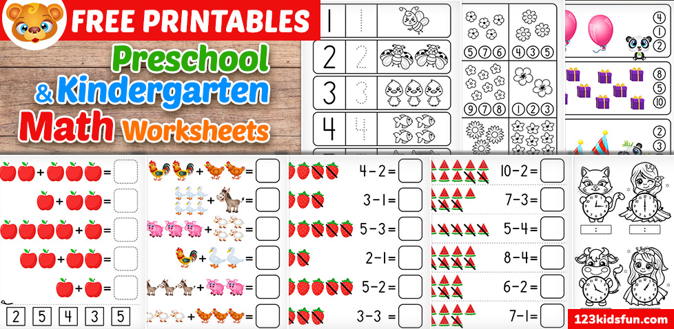 free preschool kindergarten math worksheets 123 kids fun apps