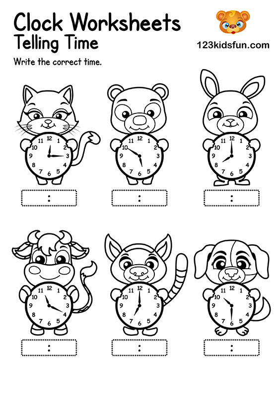 Free Clock Worksheets for Kids - Telling Time