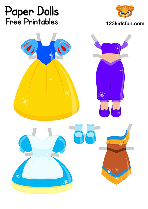 FREE Printable Little Princess Paper Doll with a Set of Dresses