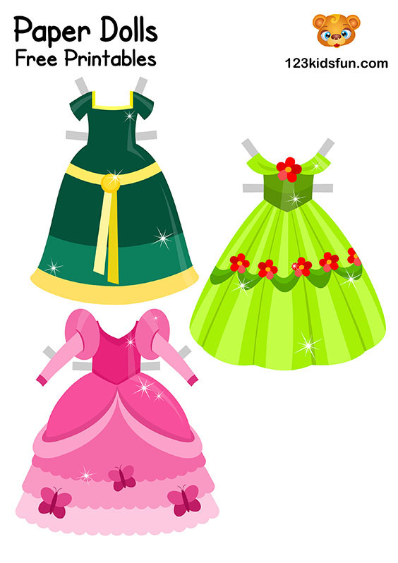 FREE Printable Little Princess Paper Doll with a Set of Dresses