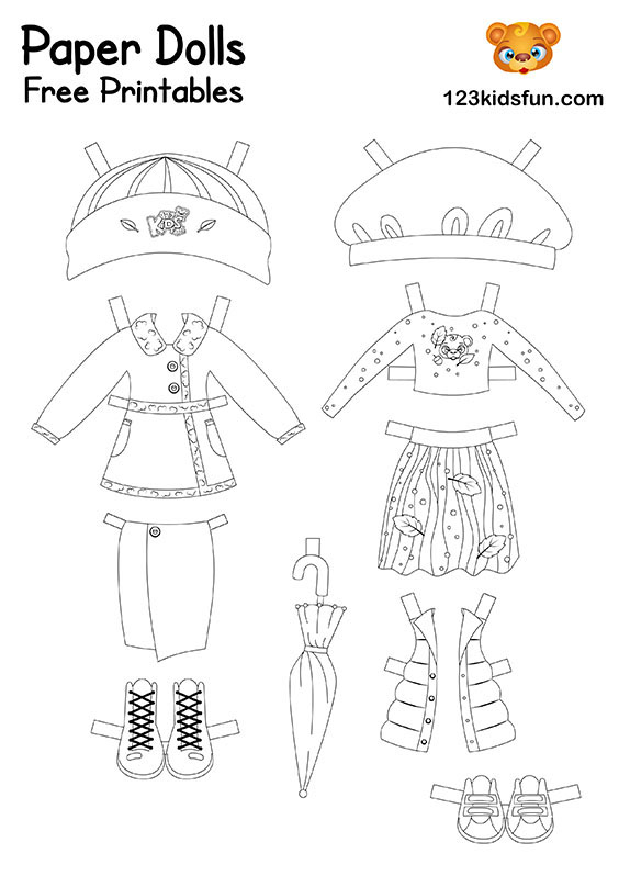 Printable Little Princess Paper Doll - Autumn Coloring Pages