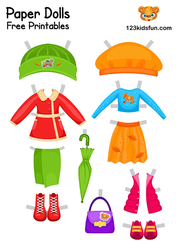 Free Printable Little Princess Paper Doll with a Set of Autumn Dresses