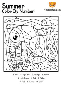 Free Printable Summer Color by Number Coloring Pages For Kids | 123 ...