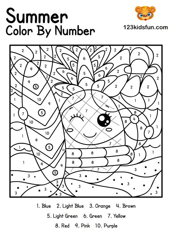 Summer Color By Number Coloring Pages