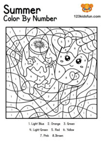 Free Printable Summer Color by Number Coloring Pages For Kids | 123 ...