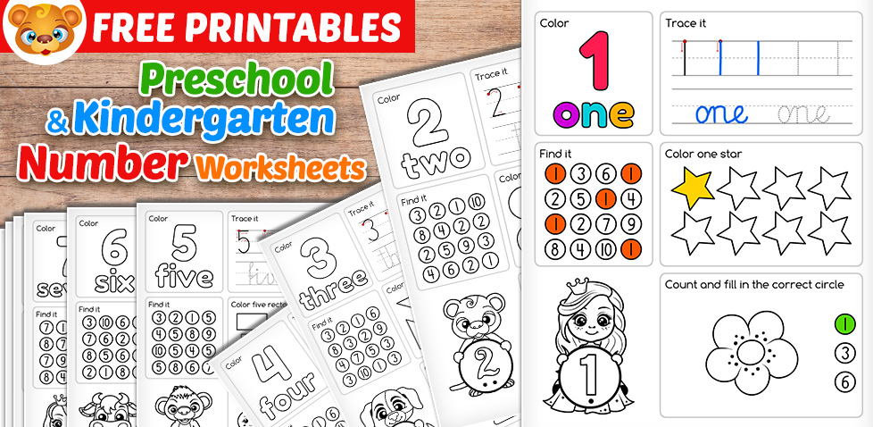 Free Printable Number Worksheets 1-10 for Preschool & Kindergarten Kids