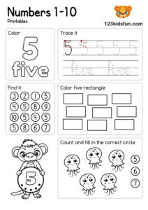 Free Printable Number Worksheets 1-10 for Preschool & Kindergarten Kids ...