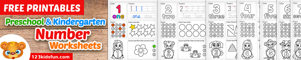 Number Worksheets 1-10 – Free Printable Preschool Math Worksheets