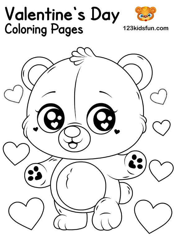 Bear - Free Valentine's Day Coloring Pages for Kids and Printable Valentine's Day Cards