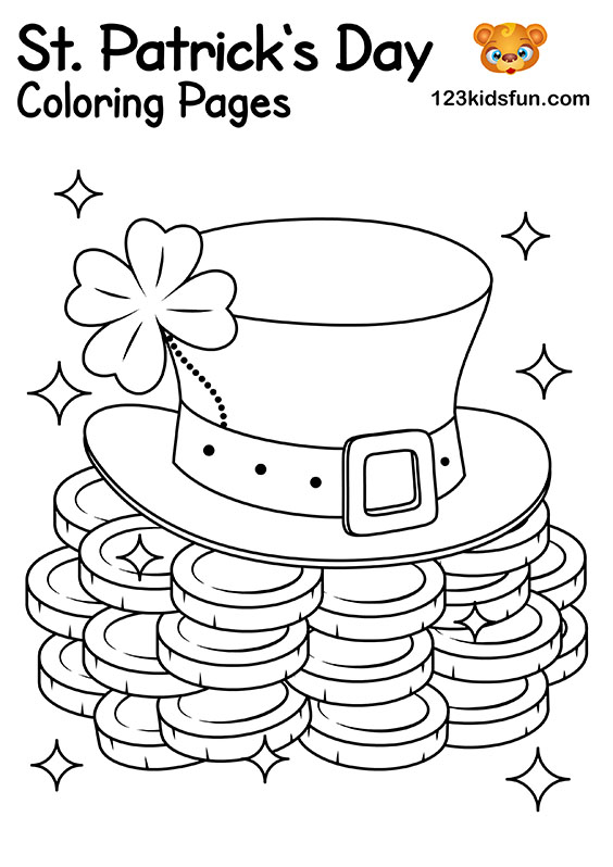 Leprechaun Hat with Shamrock to Color - Free Printable St. Patrick’s Day Coloring Pages for Kids