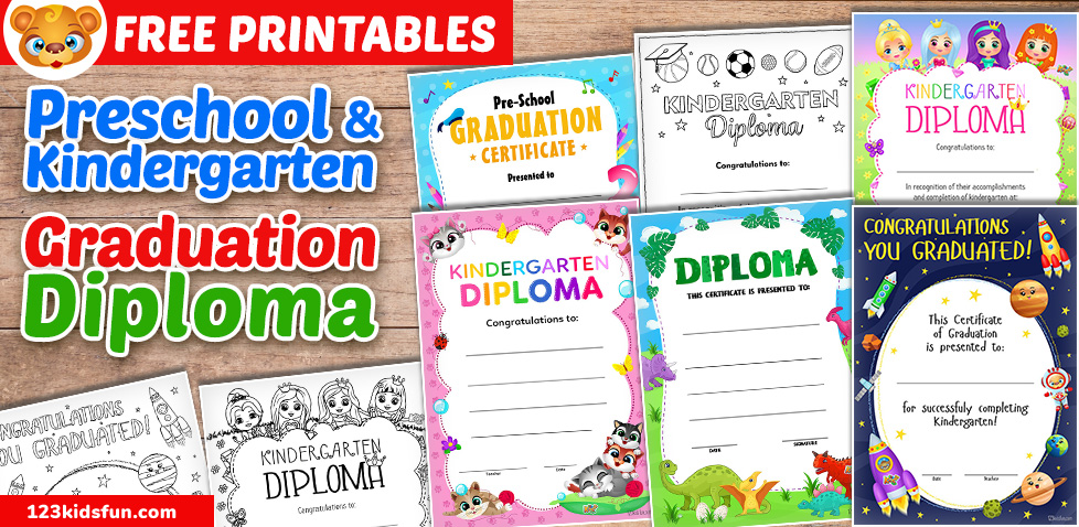 Free Printable Preschool and Kindergarten Graduation Diploma