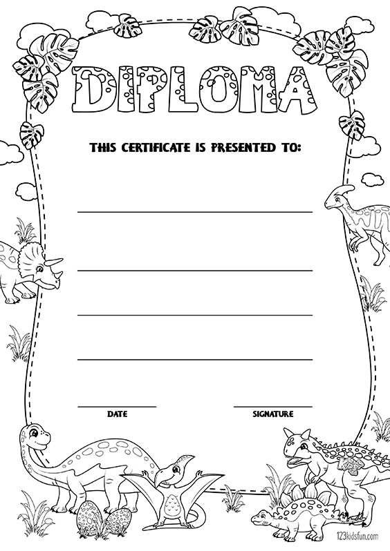 Free Printable Coloring Page Kids Graduation Diploma - Boy Personalized Certificate