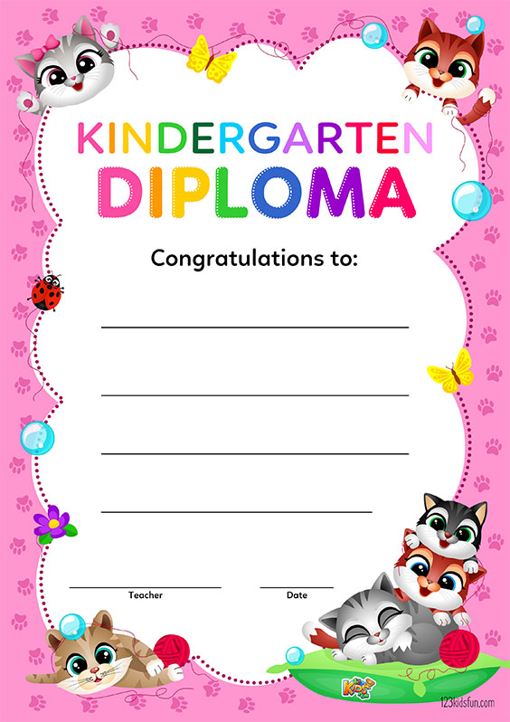 Free Printable Colorful Kindergarten Graduation Diploma - Kindergarten Graduation Gift
