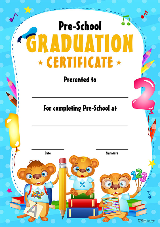 Free Printable Colorful Preschool Graduation Certificate - Graduation Gift