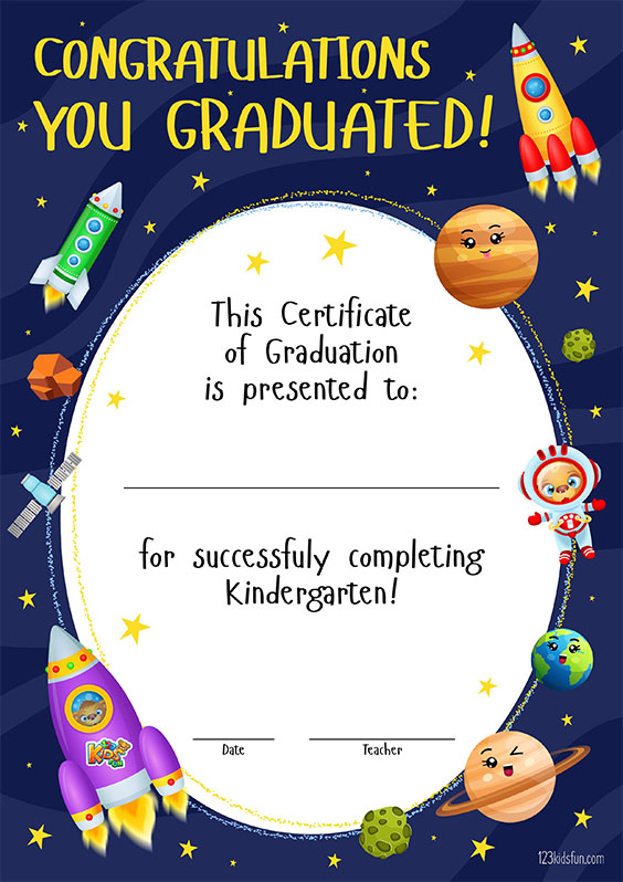 Free Printable Colorful Kids Graduation Certificate - Kindergarten Graduation Gift