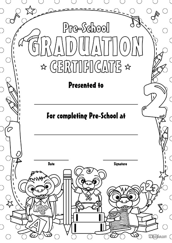 Free Printable Coloring Page Preschool Graduation Diploma